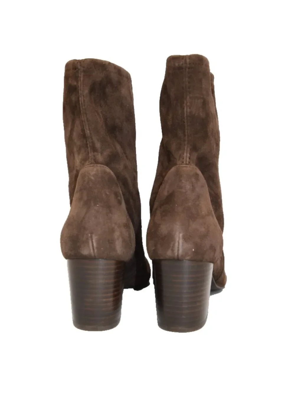$650 STUART WEITZMAN Yuliana Stretch Suede SOCK Booties CHOCOLATE 7.5 (PD16)